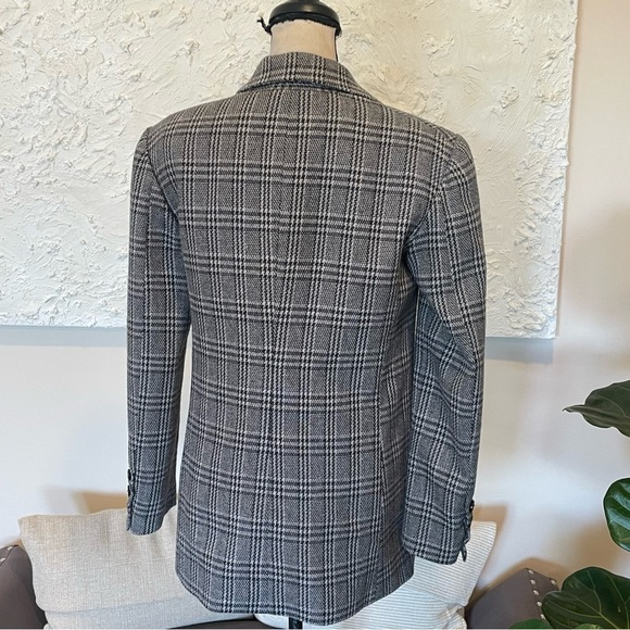 Reformation Women Plaid Double Breasted Blazer Gray Black Sz Medium - Picture 5 of 10